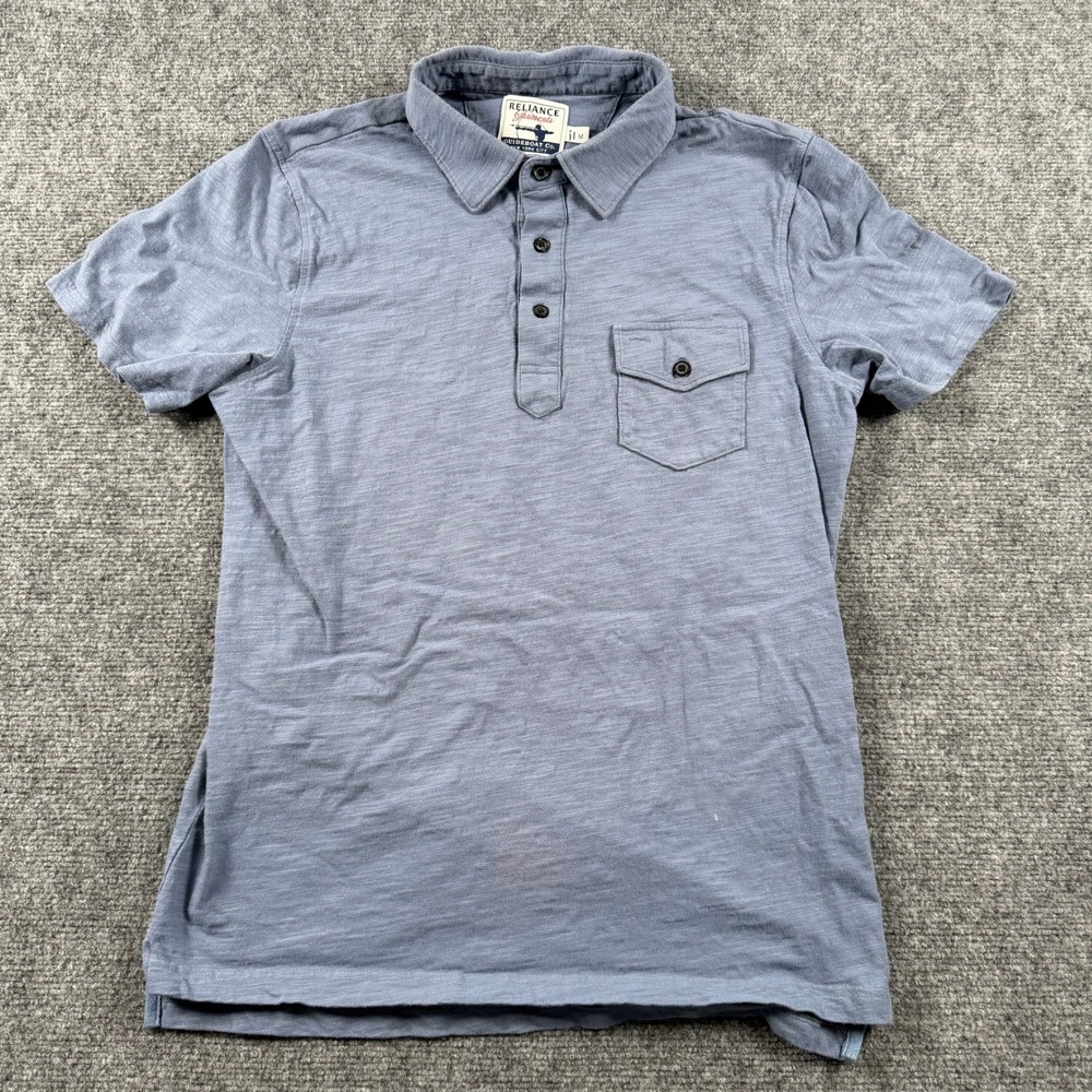 Reliance Garments Polo Shirt Mens M Blue Slub Knit Pocket Guideboat Co Casual